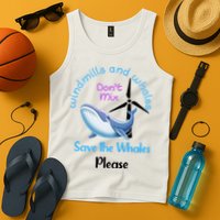 Save The Whales From Windmills In The Sea And Ocean Design Gift Tank Top