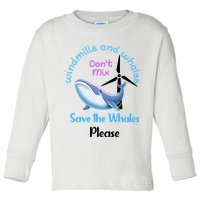 Save The Whales From Windmills In The Sea And Ocean Design Gift Toddler Long Sleeve Shirt