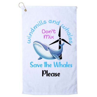 Save The Whales From Windmills In The Sea And Ocean Design Gift Golf Towel