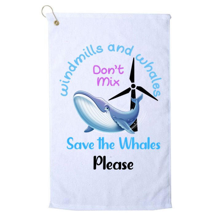 Save The Whales From Windmills In The Sea And Ocean Design Gift Golf Towel