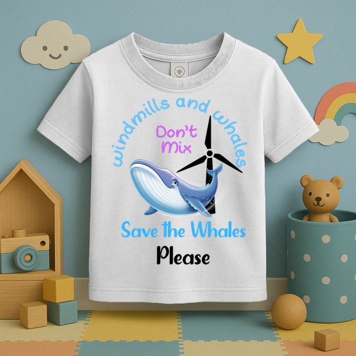 Save The Whales From Windmills In The Sea And Ocean Design Gift Toddler T-Shirt