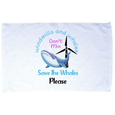 Save The Whales From Windmills In The Sea And Ocean Design Gift Microfiber Hand Towel