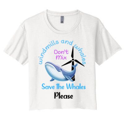 Save The Whales From Windmills In The Sea And Ocean Design Gift Crop Top