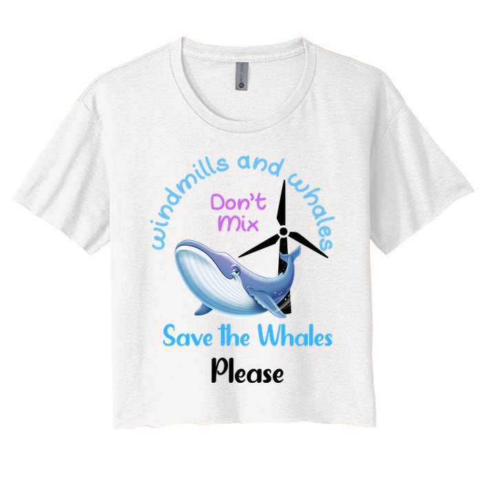 Save The Whales From Windmills In The Sea And Ocean Design Gift Crop Top