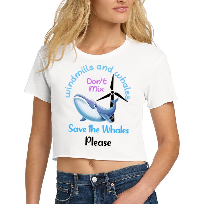 Save The Whales From Windmills In The Sea And Ocean Design Gift Crop Top