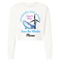 Save The Whales From Windmills In The Sea And Ocean Design Gift Cropped Pullover Crew