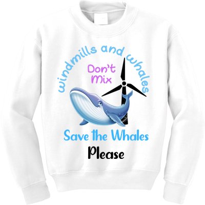 Save The Whales From Windmills In The Sea And Ocean Design Gift Kids Sweatshirt