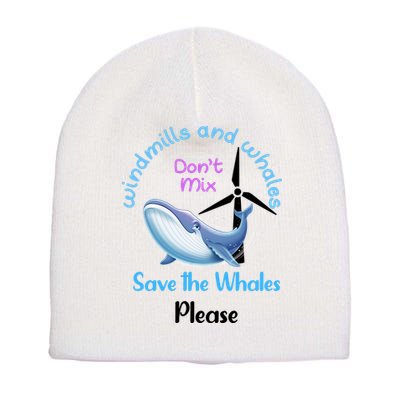 Save The Whales From Windmills In The Sea And Ocean Design Gift Short Acrylic Beanie