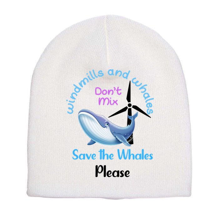 Save The Whales From Windmills In The Sea And Ocean Design Gift Short Acrylic Beanie