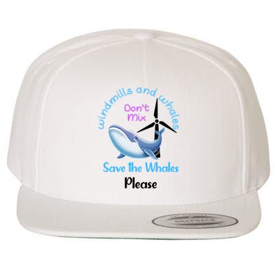 Save The Whales From Windmills In The Sea And Ocean Design Gift Wool Snapback Cap