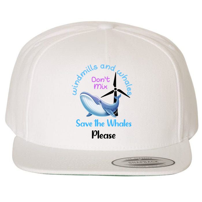 Save The Whales From Windmills In The Sea And Ocean Design Gift Wool Snapback Cap