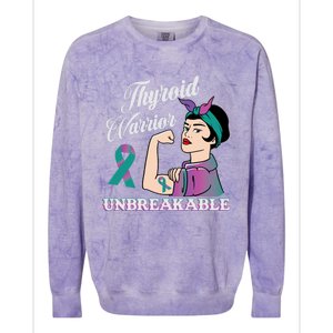 Strong Thyroid Warrior Unbreakable Cancer Fighter Cute Gift Colorblast Crewneck Sweatshirt