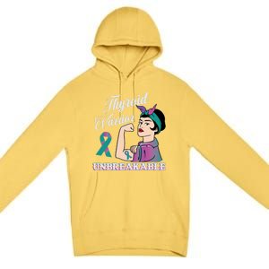 Strong Thyroid Warrior Unbreakable Cancer Fighter Cute Gift Premium Pullover Hoodie