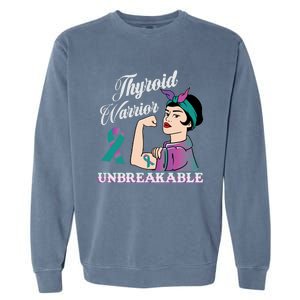 Strong Thyroid Warrior Unbreakable Cancer Fighter Cute Gift Garment-Dyed Sweatshirt