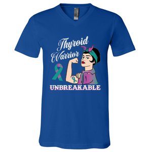 Strong Thyroid Warrior Unbreakable Cancer Fighter Cute Gift V-Neck T-Shirt