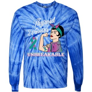 Strong Thyroid Warrior Unbreakable Cancer Fighter Cute Gift Tie-Dye Long Sleeve Shirt