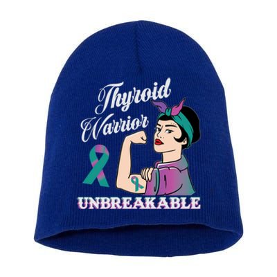 Strong Thyroid Warrior Unbreakable Cancer Fighter Cute Gift Short Acrylic Beanie