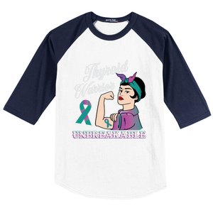 Strong Thyroid Warrior Unbreakable Cancer Fighter Cute Gift Baseball Sleeve Shirt