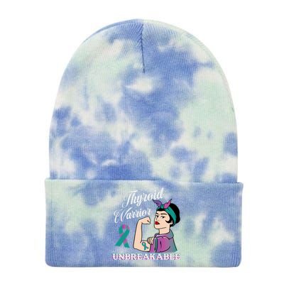 Strong Thyroid Warrior Unbreakable Cancer Fighter Cute Gift Tie Dye 12in Knit Beanie