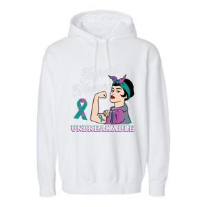 Strong Thyroid Warrior Unbreakable Cancer Fighter Cute Gift Garment-Dyed Fleece Hoodie