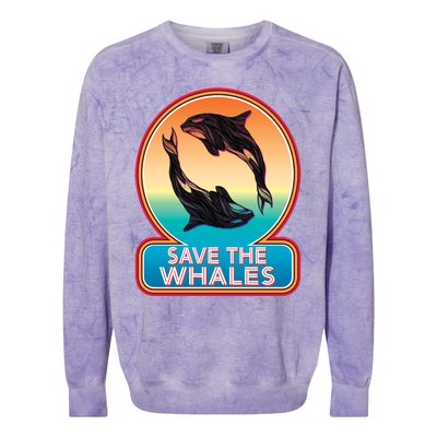 Save The Whale Gift Orca Killer Retro Whale Funny Gift Cool Gift Colorblast Crewneck Sweatshirt