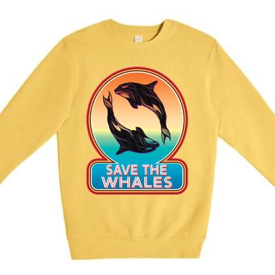 Save The Whale Gift Orca Killer Retro Whale Funny Gift Cool Gift Premium Crewneck Sweatshirt