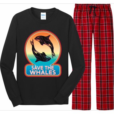 Save The Whale Gift Orca Killer Retro Whale Funny Gift Cool Gift Long Sleeve Pajama Set