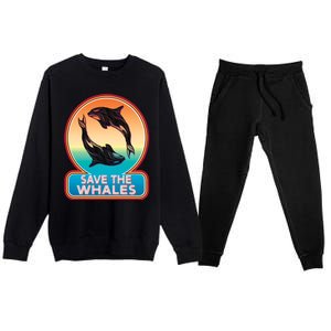 Save The Whale Gift Orca Killer Retro Whale Funny Gift Cool Gift Premium Crewneck Sweatsuit Set