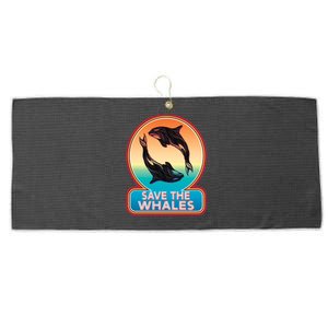 Save The Whale Gift Orca Killer Retro Whale Funny Gift Cool Gift Large Microfiber Waffle Golf Towel