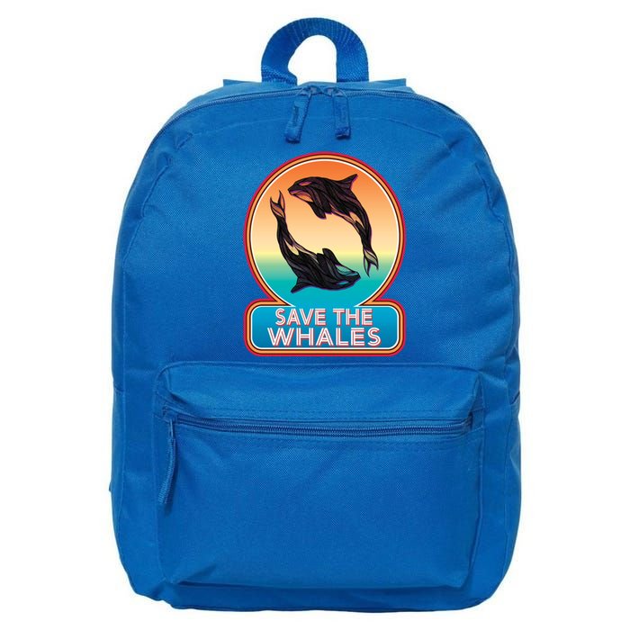 Save The Whale Gift Orca Killer Retro Whale Funny Gift Cool Gift 16 in Basic Backpack