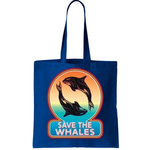 Save The Whale Gift Orca Killer Retro Whale Funny Gift Cool Gift Tote Bag