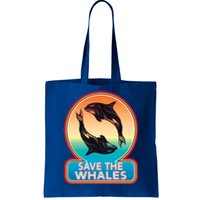 Save The Whale Gift Orca Killer Retro Whale Funny Gift Cool Gift Tote Bag