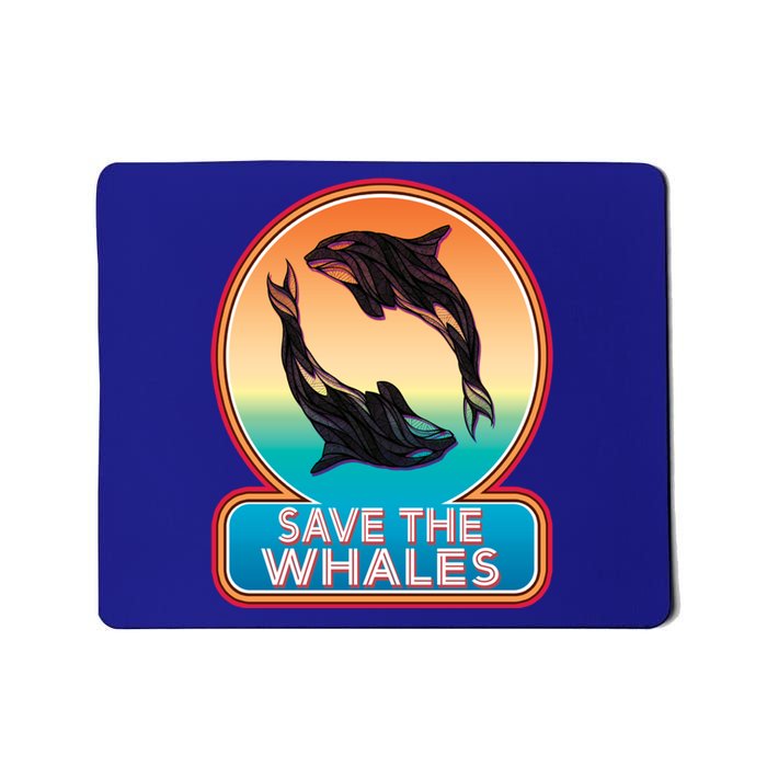 Save The Whale Gift Orca Killer Retro Whale Funny Gift Cool Gift Mousepad