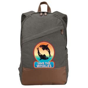 Save The Whale Gift Orca Killer Retro Whale Funny Gift Cool Gift Cotton Canvas Backpack