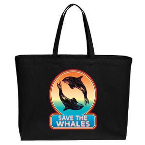 Save The Whale Gift Orca Killer Retro Whale Funny Gift Cool Gift Cotton Canvas Jumbo Tote