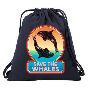 Save The Whale Gift Orca Killer Retro Whale Funny Gift Cool Gift Drawstring Bag