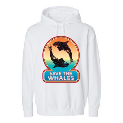 Save The Whale Gift Orca Killer Retro Whale Funny Gift Cool Gift Garment-Dyed Fleece Hoodie