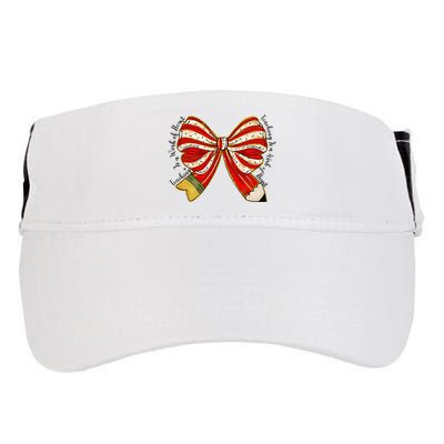 Santa Teacher Xmas Coquette Bow Teaching Is A Work Of Heart Adult Drive Performance Visor