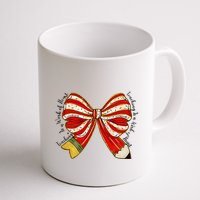 Santa Teacher Xmas Coquette Bow Teaching Is A Work Of Heart Mug