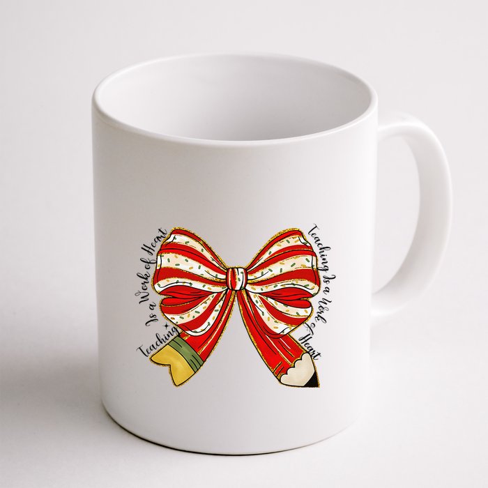 Santa Teacher Xmas Coquette Bow Teaching Is A Work Of Heart Mug