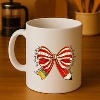 Santa Teacher Xmas Coquette Bow Teaching Is A Work Of Heart Mug