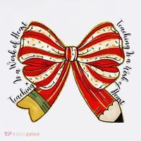 Santa Teacher Xmas Coquette Bow Teaching Is A Work Of Heart Premium T-Shirt