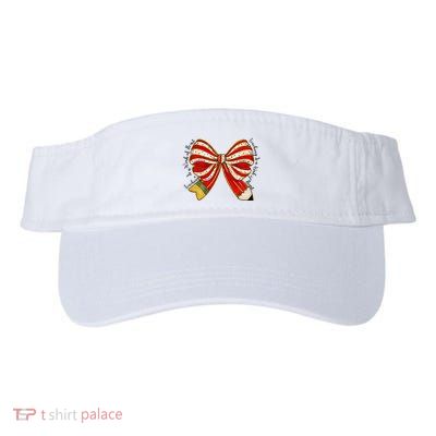 Santa Teacher Xmas Coquette Bow Teaching Is A Work Of Heart Visor