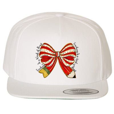 Santa Teacher Xmas Coquette Bow Teaching Is A Work Of Heart Wool Snapback Cap
