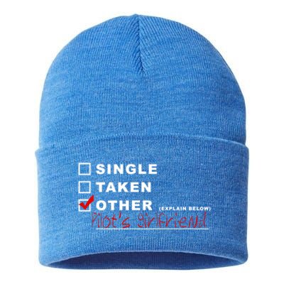 [] Single [] Taken [X] Pilots Friend Funny Aviation Gift Sustainable Knit Beanie