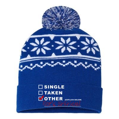 [] Single [] Taken [X] Pilots Friend Funny Aviation Gift USA-Made Snowflake Beanie