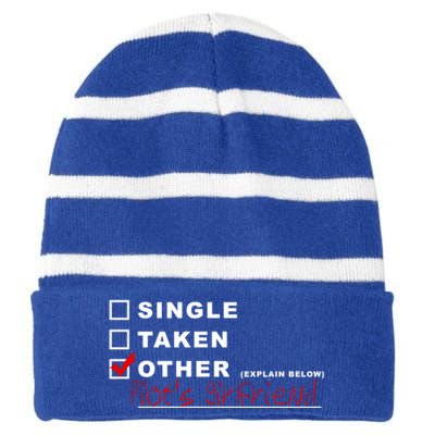 [] Single [] Taken [X] Pilots Friend Funny Aviation Gift Striped Beanie with Solid Band