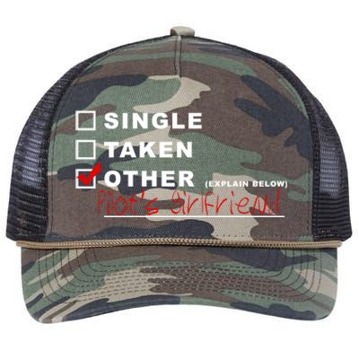 [] Single [] Taken [X] Pilots Friend Funny Aviation Gift Retro Rope Trucker Hat Cap