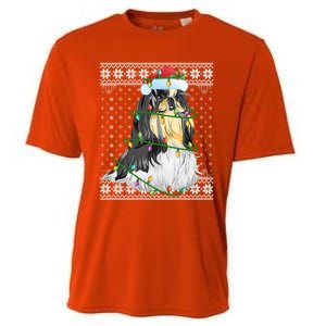 Shih Tzu Xmas Ugly Sweater Lighting Shih Tzu Dog Christmas Meaningful Gift Cooling Performance Crew T-Shirt