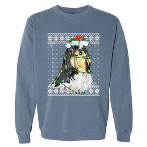 Shih Tzu Xmas Ugly Sweater Lighting Shih Tzu Dog Christmas Meaningful Gift Garment-Dyed Sweatshirt